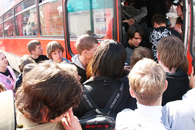 Давка у автобуса